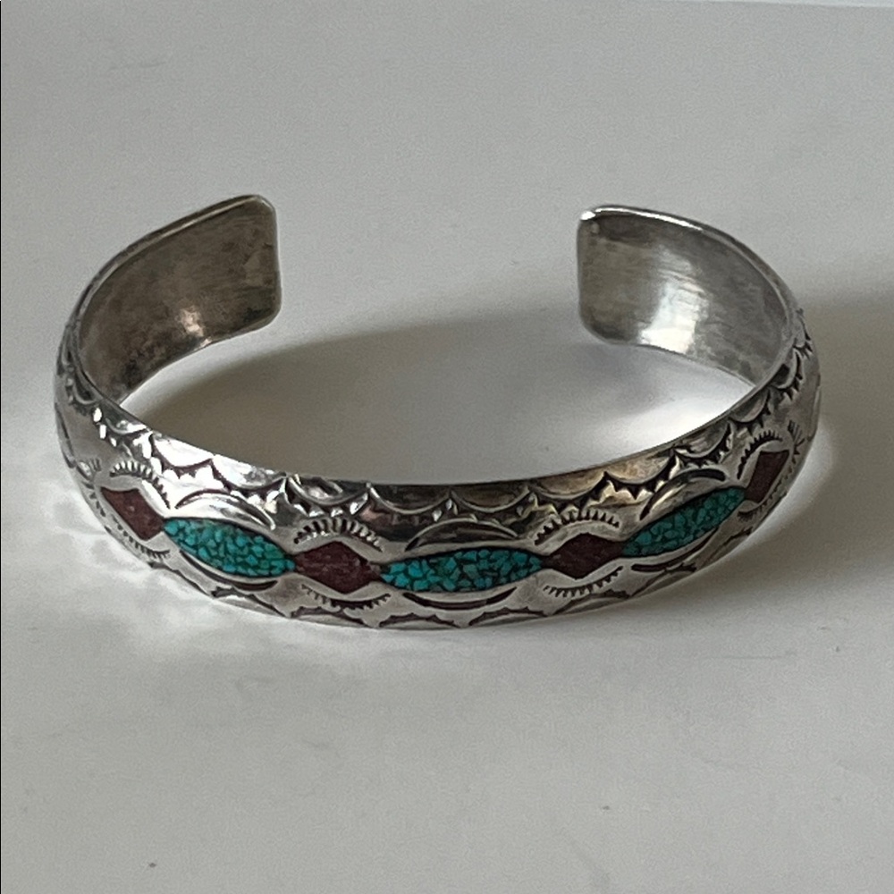 Native American Sterling Cuff Turquoise Bracelet